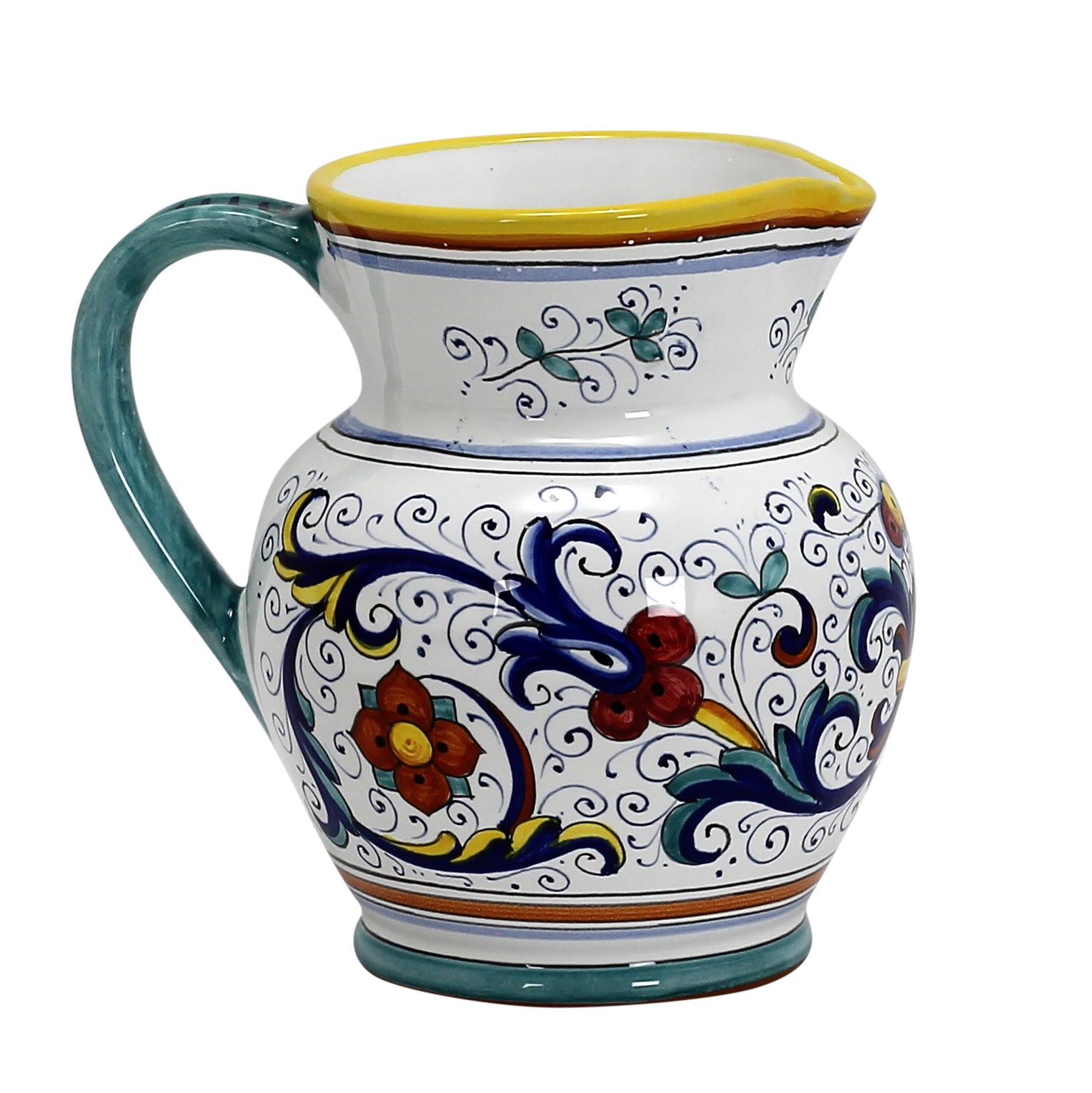 RICCO DERUTA: Traditional Deruta Pitcher (1.25 Liters/40 Oz/5 Cups) - artisticaitalian.com