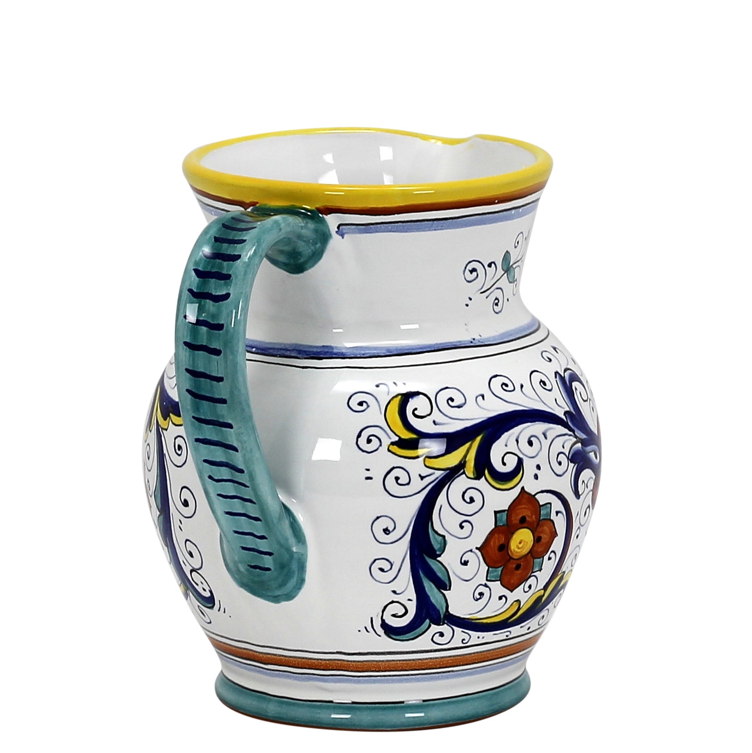 RICCO DERUTA: Traditional Deruta Pitcher (1.25 Liters/40 Oz/5 Cups) - artisticaitalian.com