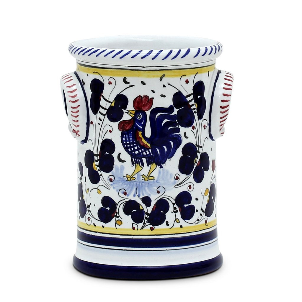 ORVIETO BLUE ROOSTER: Utensil Holder - artisticaitalian.com