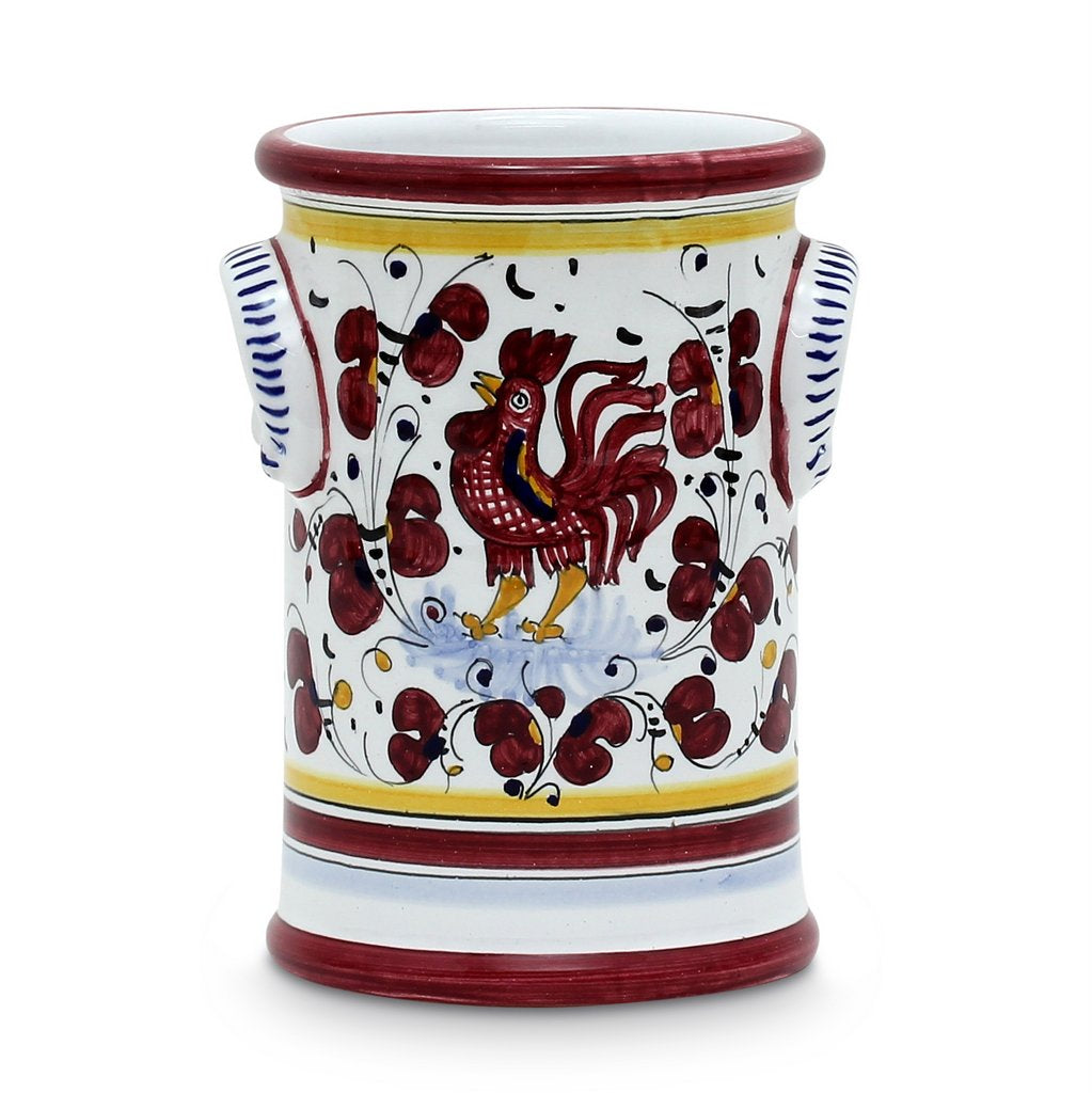 ORVIETO RED ROOSTER: Utensil Holder - artisticaitalian.com