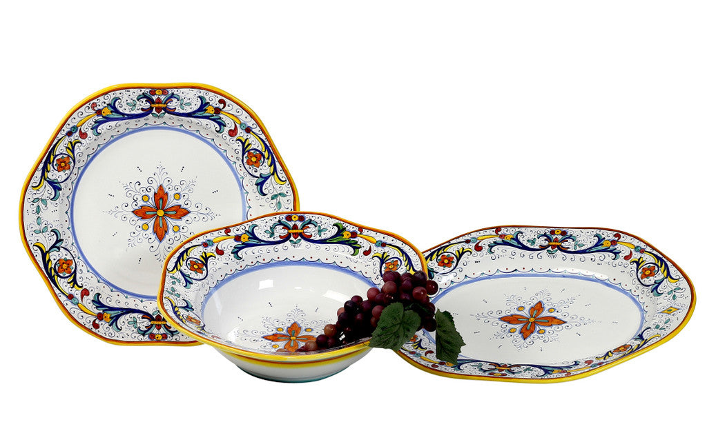 RICCO DERUTA: Large Serving Set Platters (1 Lg Bowl + 1 Lg Charger + 1 Lg Platter) - artisticaitalian.com