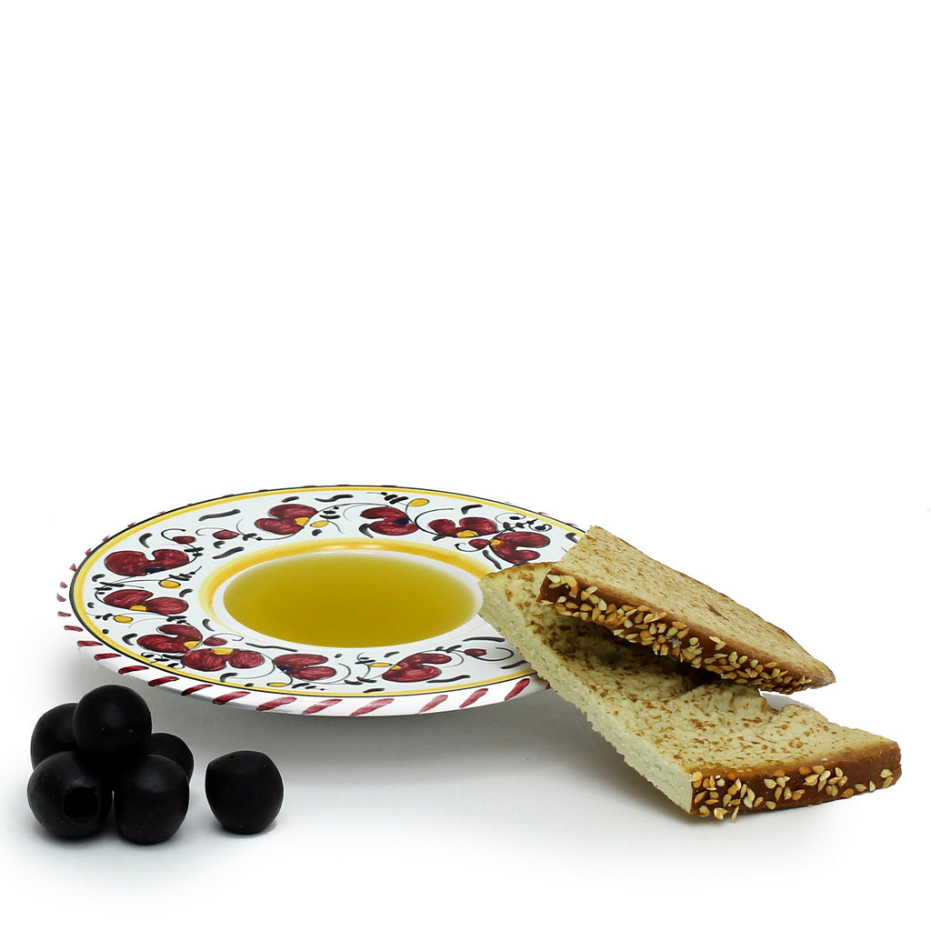 ORVIETO RED ROOSTER: Olive Oil Dipping Bowl - artisticaitalian.com