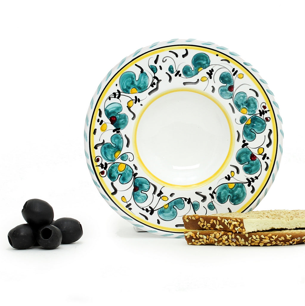 ORVIETO GREEN ROOSTER: Olive Oil Dipping Bowl - artisticaitalian.com