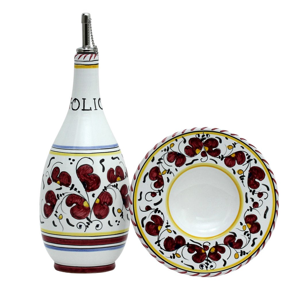 ORVIETO RED ROOSTER: Olive Oil Bottle Dispenser - artisticaitalian.com