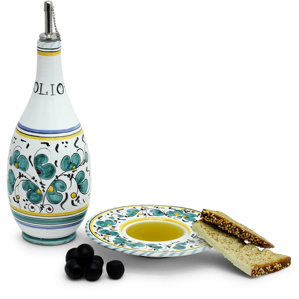 ORVIETO GREEN ROOSTER: Olive Oil Bottle Dispenser - artisticaitalian.com