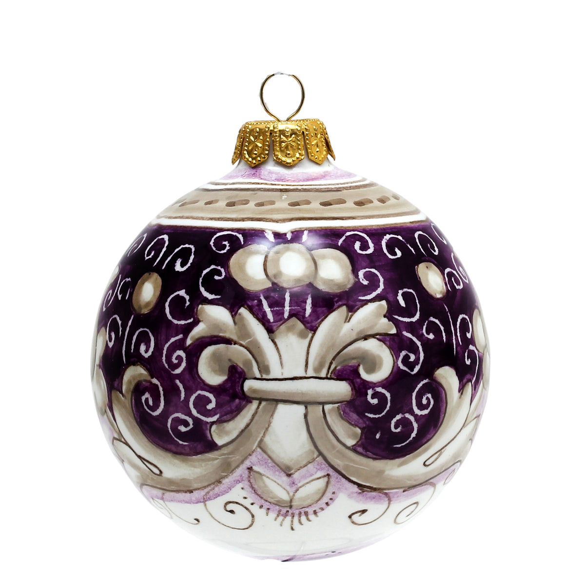 CHRISTMAS ORNAMENT: Deruta Vario Deluxe Round Ball  (3&quot; Ø) - PURPLE RUBINO - artisticaitalian.com