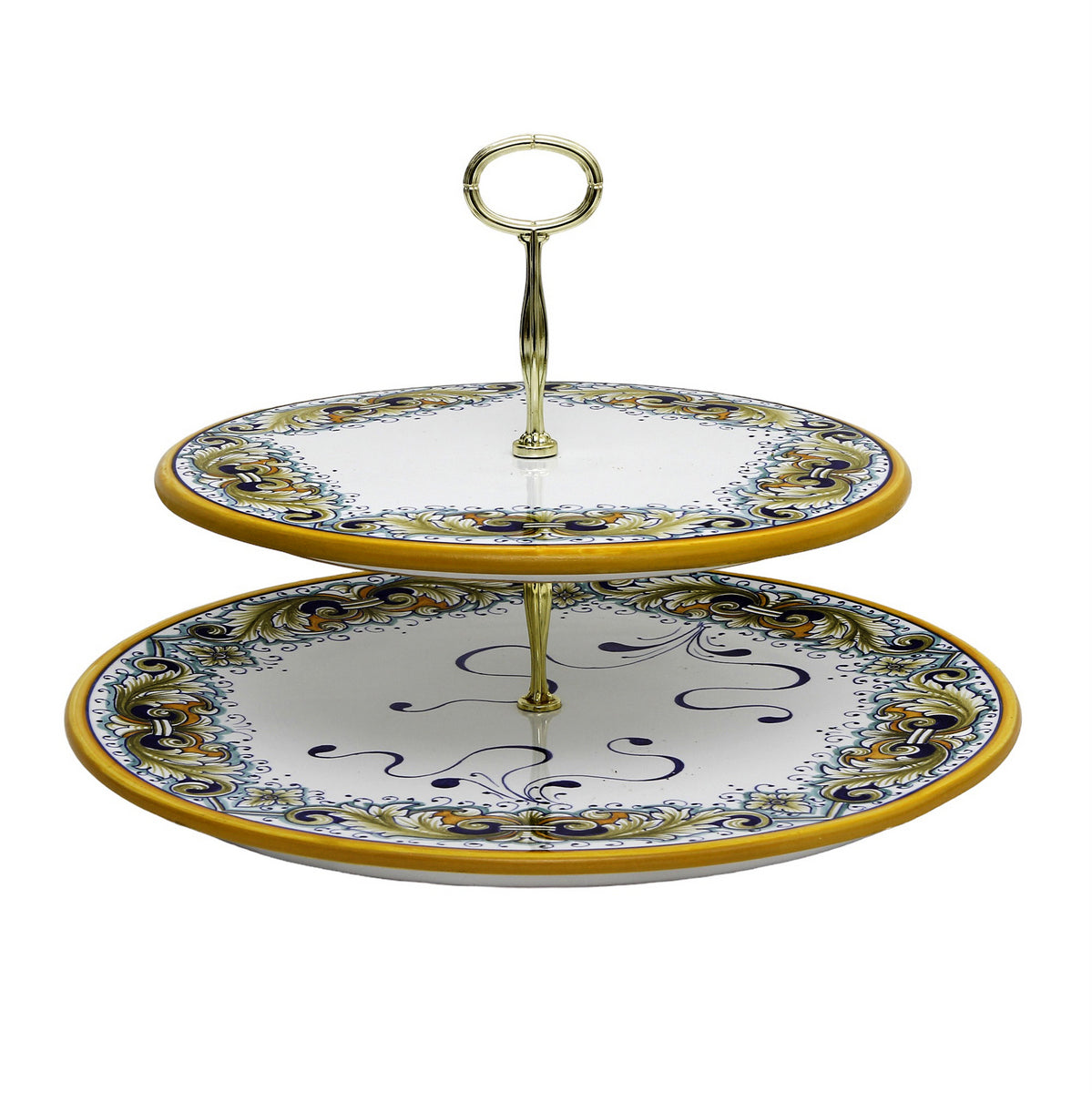 DERUTA VARIO FOGLIE: Two Tier Luxury Tid Bit Server - Cupcakes Tray - artisticaitalian.com