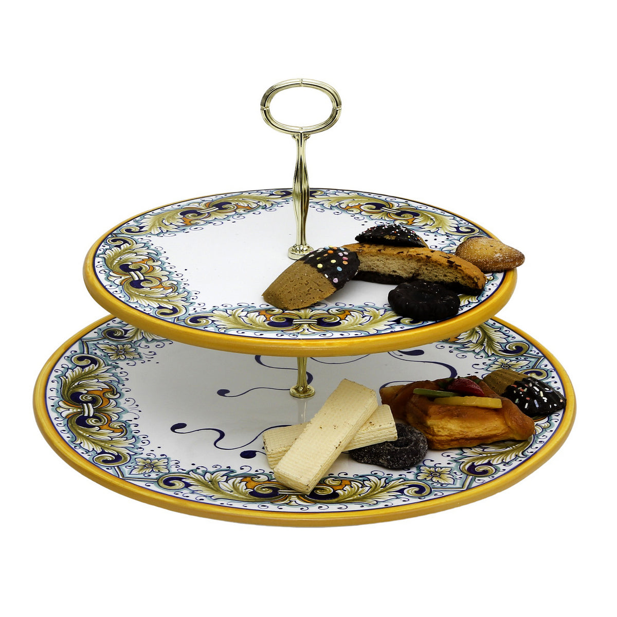 DERUTA VARIO FOGLIE: Two Tier Luxury Tid Bit Server - Cupcakes Tray - artisticaitalian.com