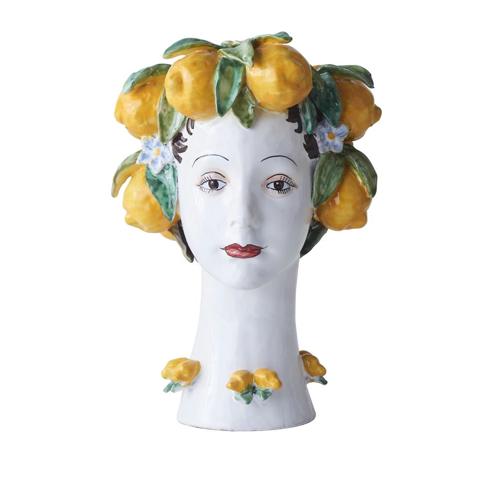 DONATELLO HEADS: Ceramic Head Vase - Lemon Decor - artisticaitalian.com