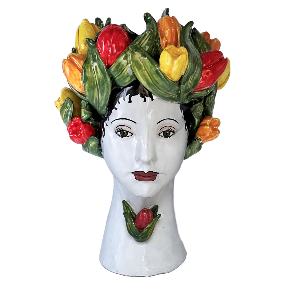 DONATELLO HEADS: Ceramic Head Vase - Tulips Decor - artisticaitalian.com