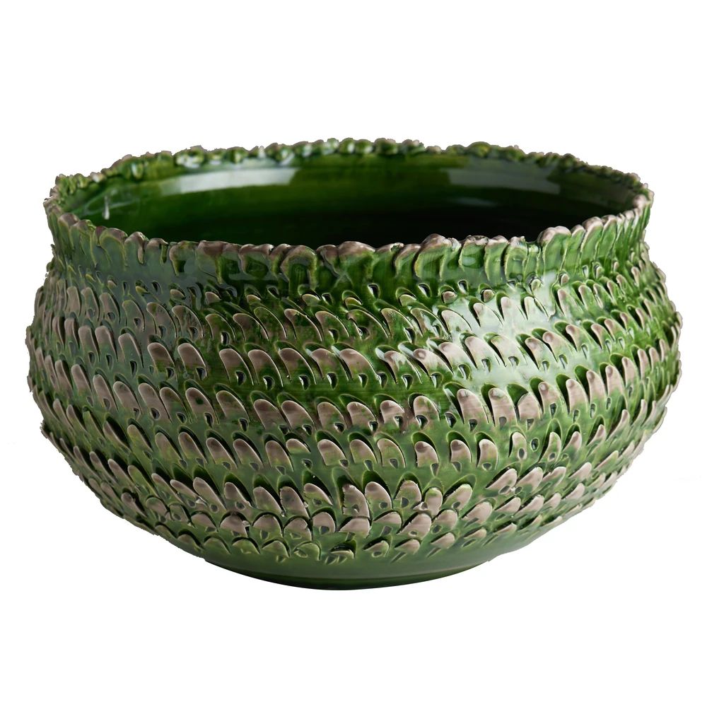 TUSCAN FEATHER: Handcrafted Centerpiece Bowl with feather design - artisticaitalian.com