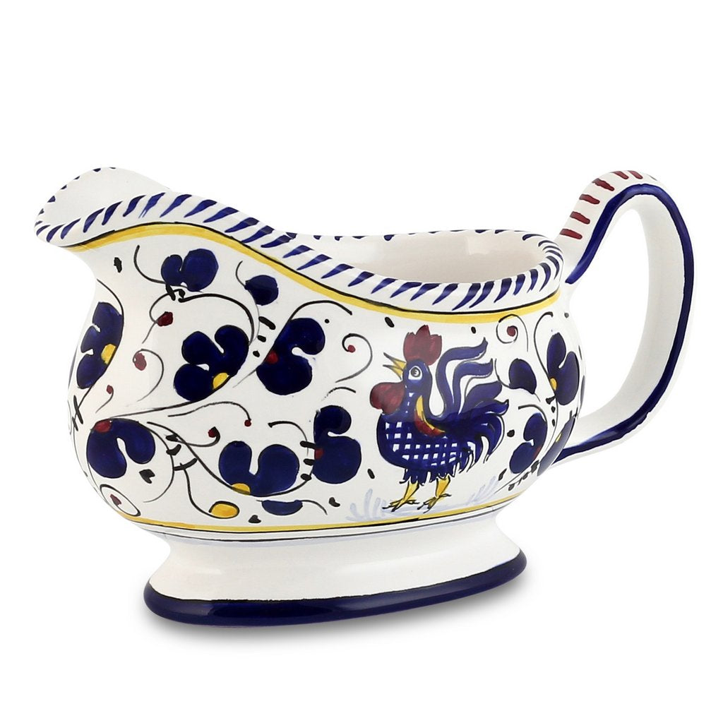 ORVIETO BLUE ROOSTER: Bundle with Butter Dish + Sauce Boat + Parmesan Bowl + Spoon Rest