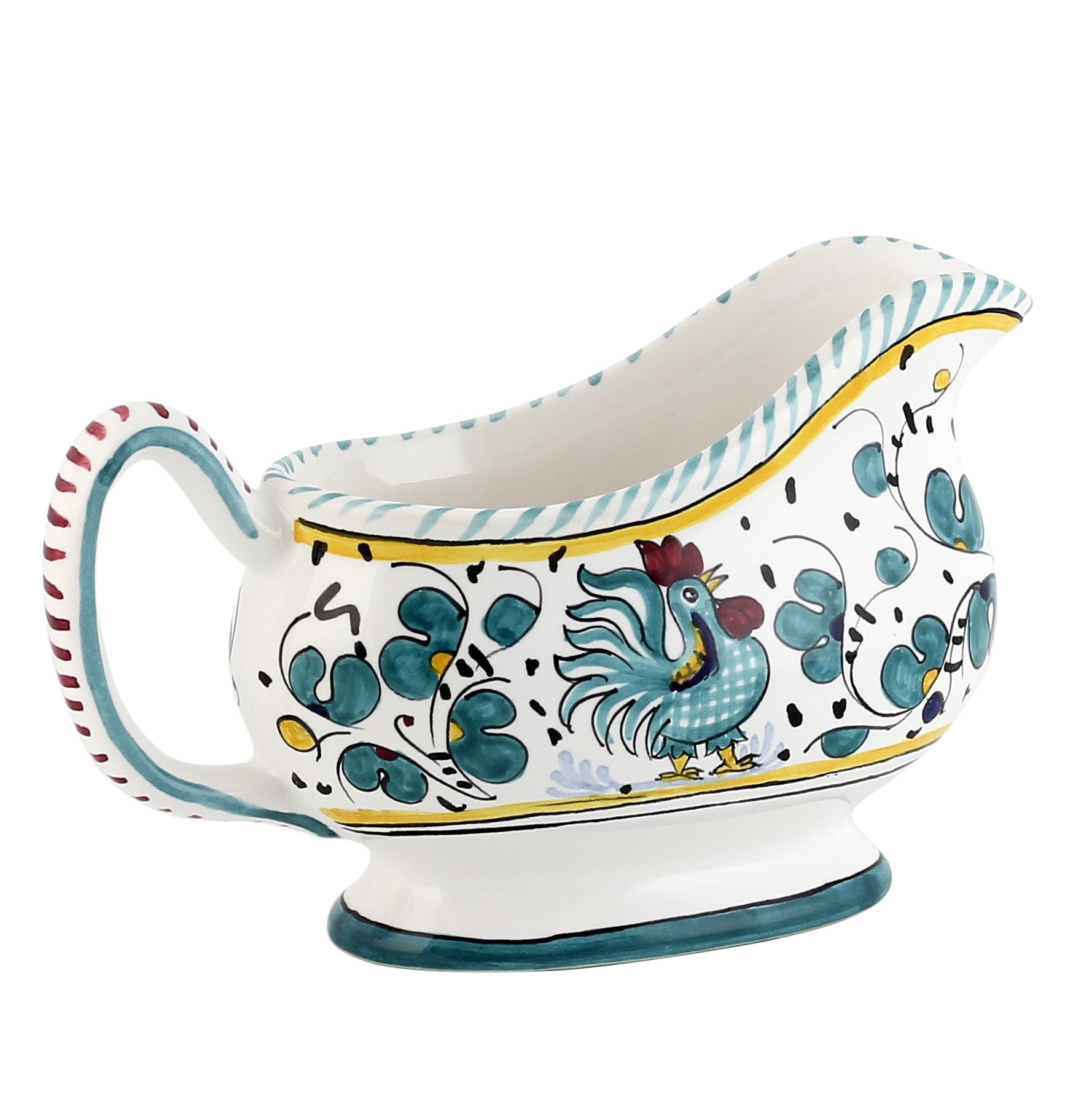 ORVIETO GREEN ROOSTER: Gravy Sauce boat - artisticaitalian.com