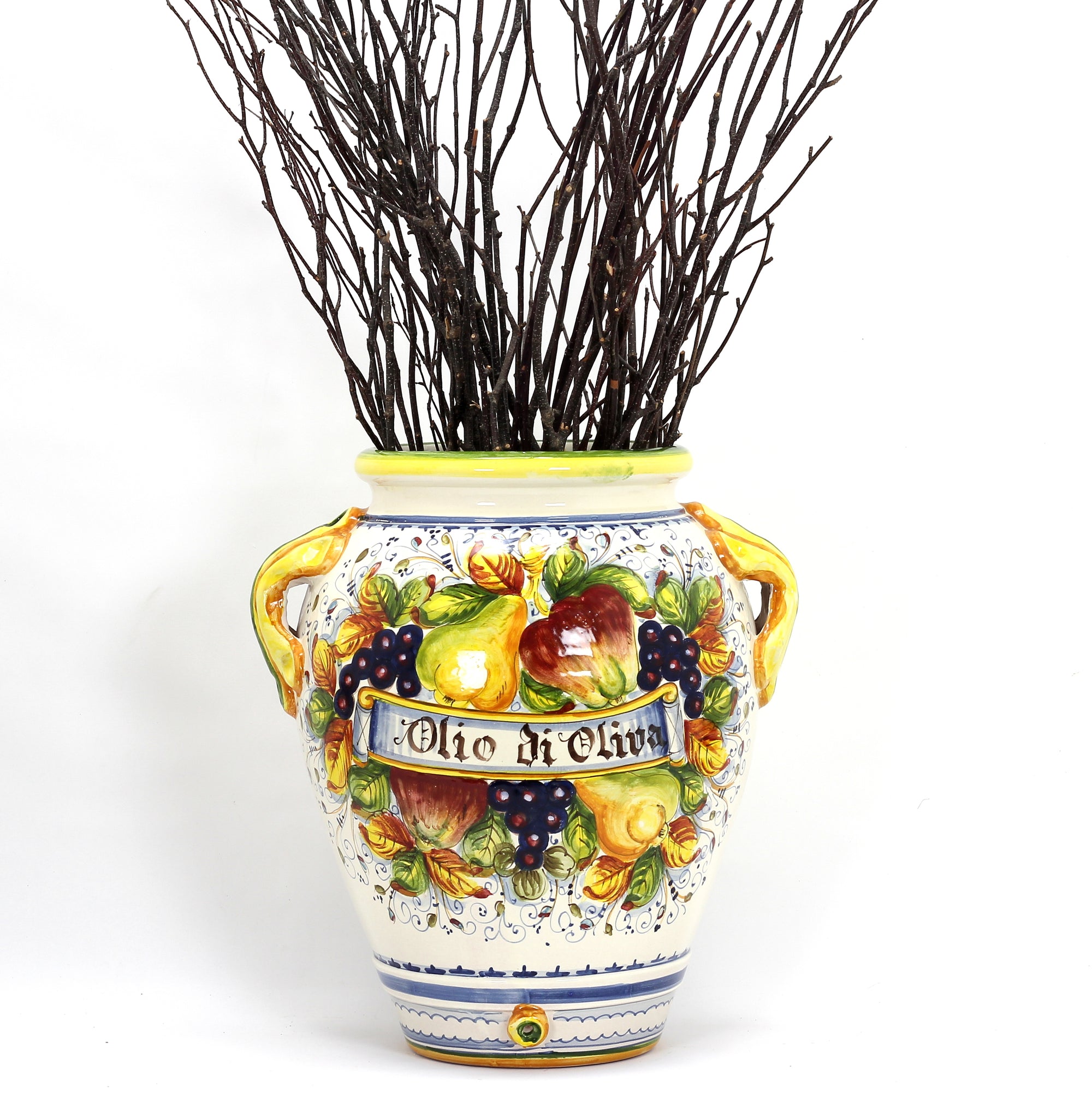 FRUTTA: Vase Umbrella stand with 'Olio di Oliva' (OLIVE Oil) script. - artisticaitalian.com