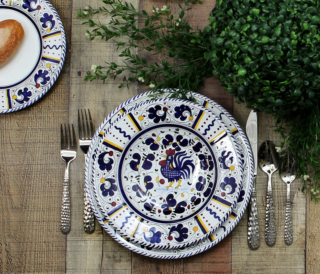 ORVIETO BLUE ROOSTER: Oval Plate - artisticaitalian.com