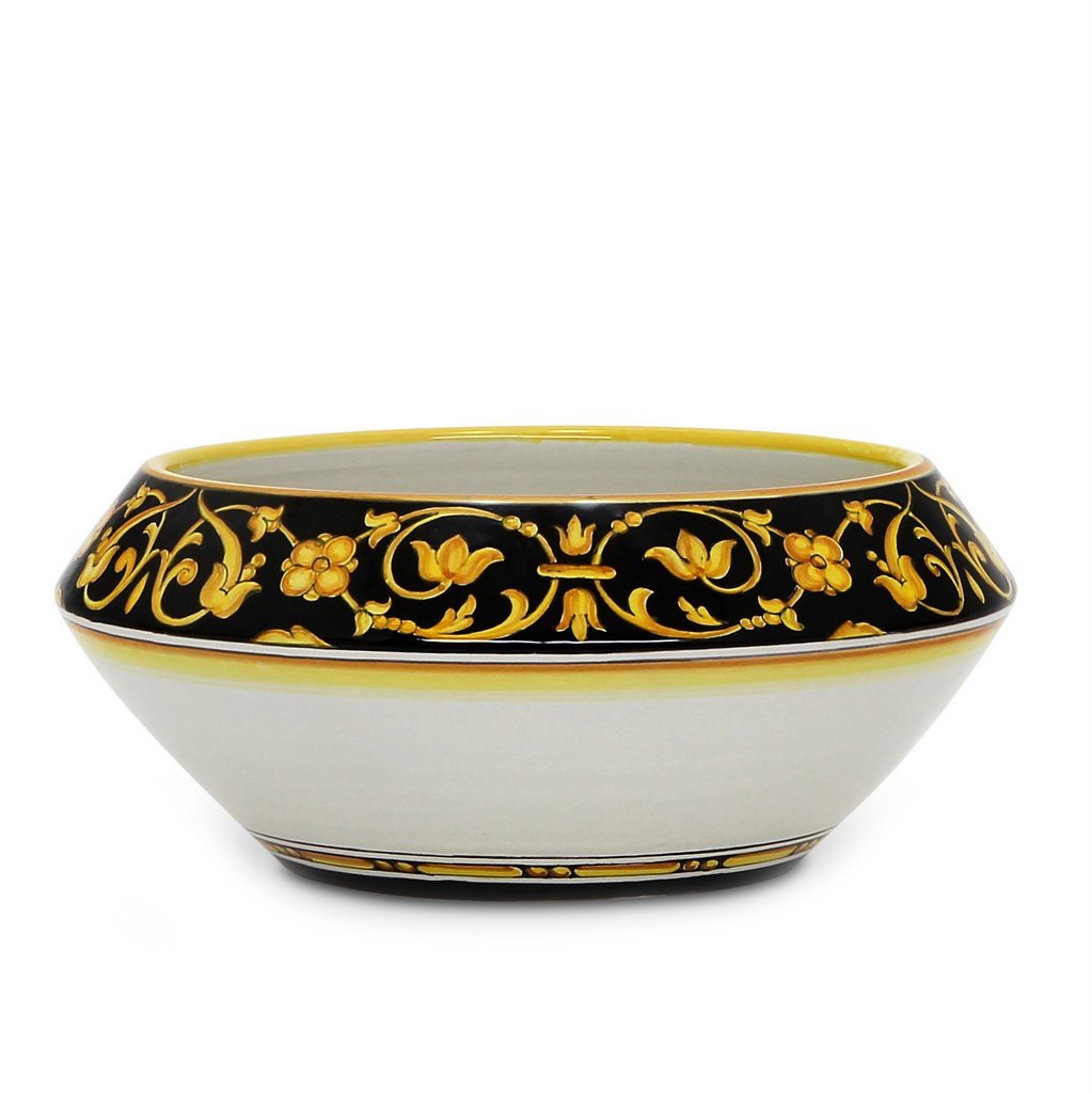 DERUTA BELLA: Fruit Bowl Centerpiece - Black &amp; Gold Design - (Premium Masterpiece by Francesca Niccacci) - artisticaitalian.com