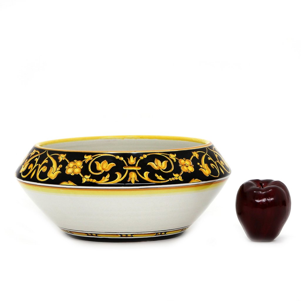 DERUTA BELLA: Fruit Bowl Centerpiece - Black & Gold Design - (Premium Masterpiece by Francesca Niccacci) - artisticaitalian.com