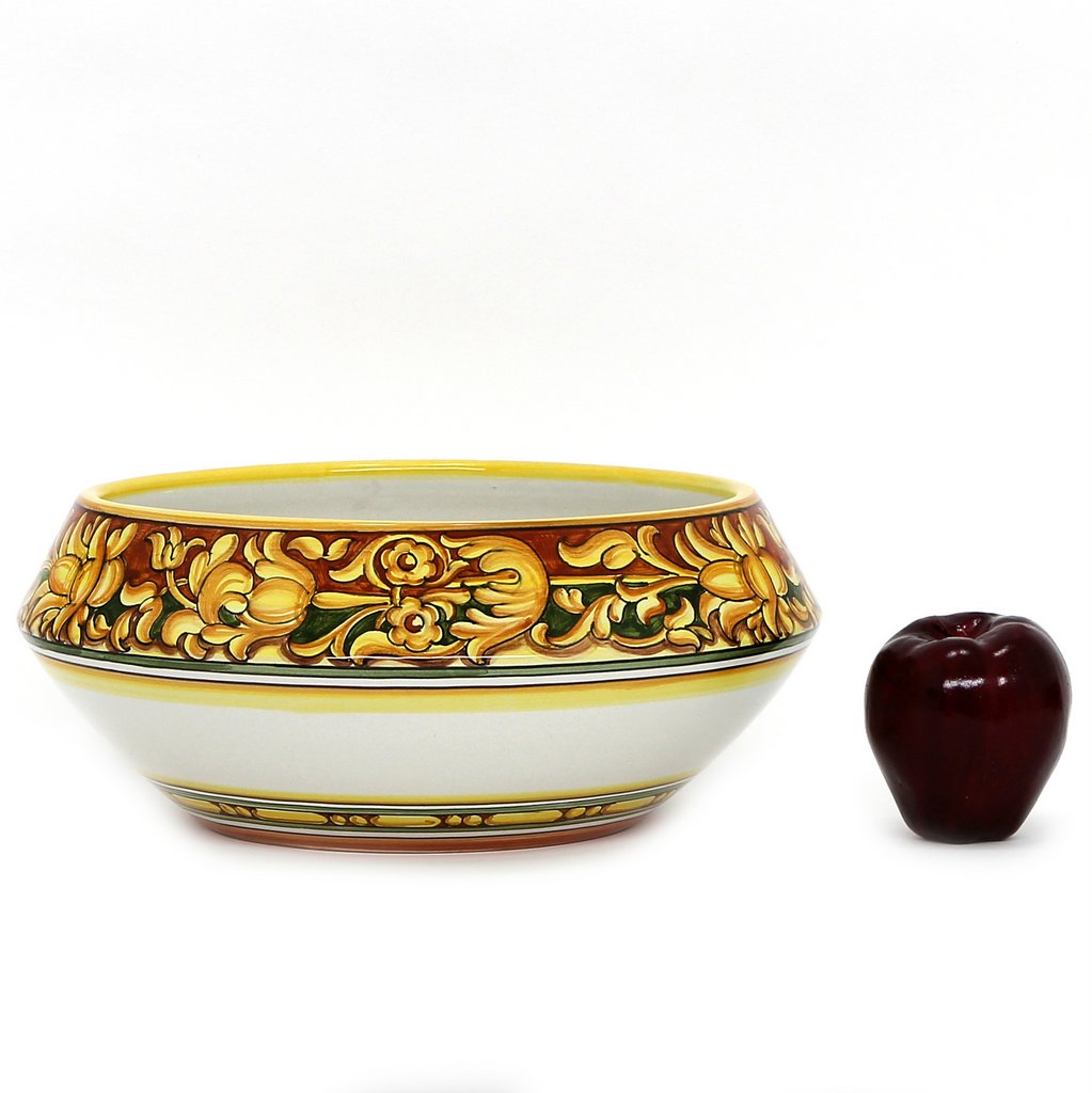 DERUTA BELLA: Fruit Bowl Centerpiece - Old Orange Design - (Premium Masterpiece by Francesca Niccacci) - artisticaitalian.com