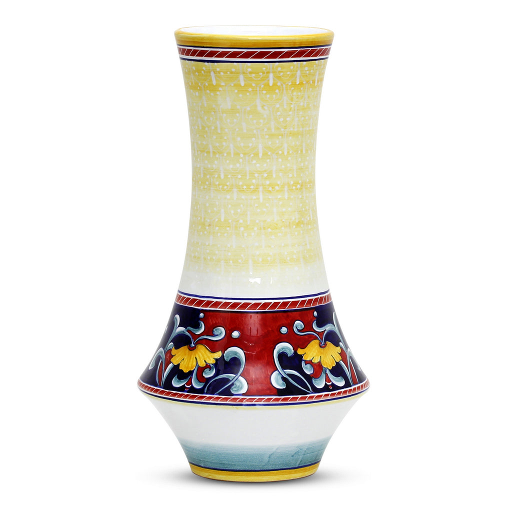 DERUTA VARIO: Luxury Shaped Vase with &#39;Ricamo&#39; off white top decor (Large) - artisticaitalian.com