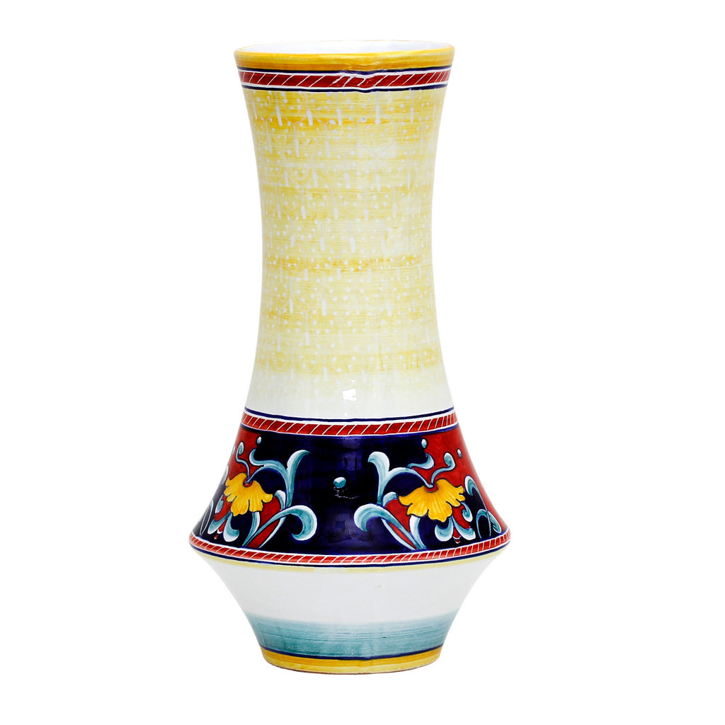 DERUTA VARIO: Luxury Shaped Vase with 'Ricamo' off white top decor (Large) - artisticaitalian.com