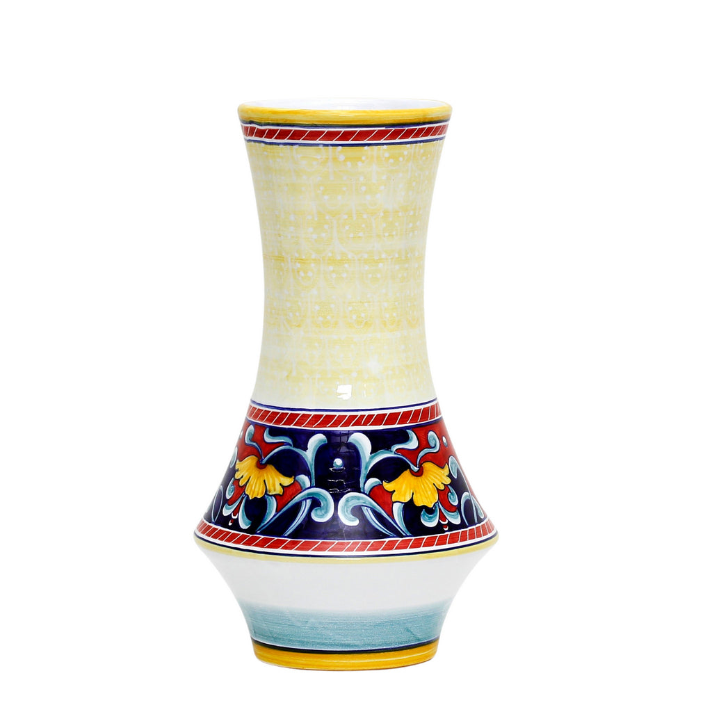 DERUTA VARIO: Luxury Shaped Vase with &#39;Ricamo&#39; off white top decor (Medium) - artisticaitalian.com