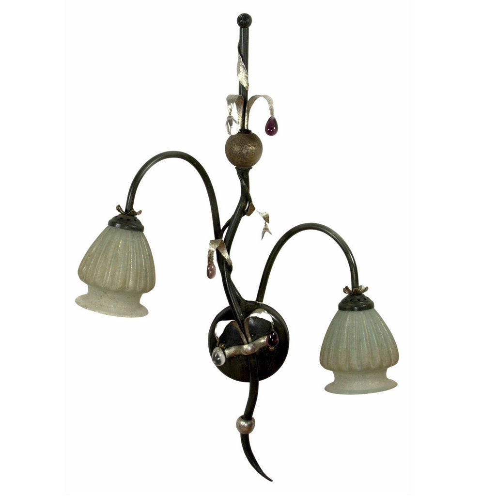 ALBA LAMP: Wall Sconce Light: Murano W Iron Hand Painted Gold Leaf - artisticaitalian.com