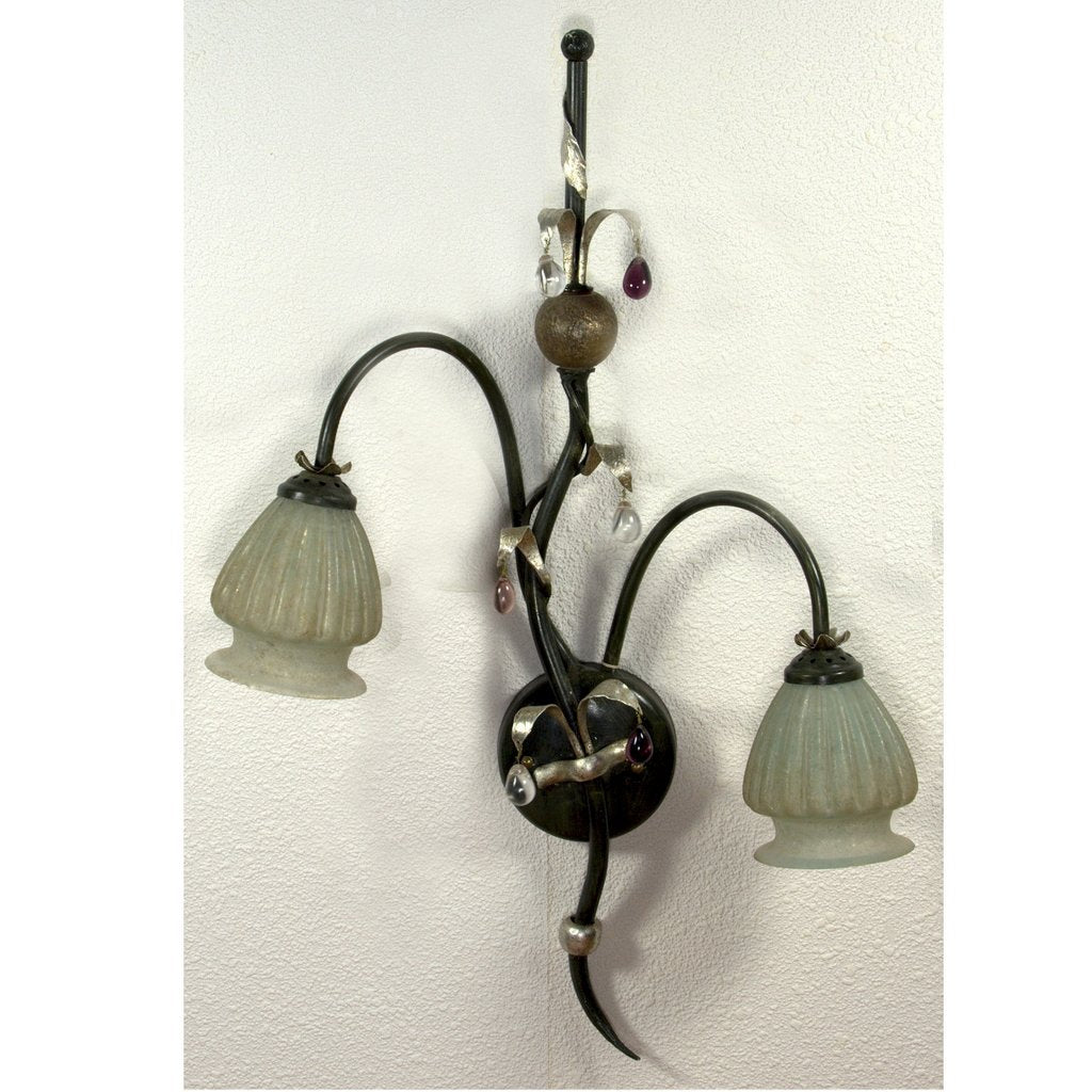 ALBA LAMP: Wall Sconce Light: Murano W Iron Hand Painted Gold Leaf - artisticaitalian.com