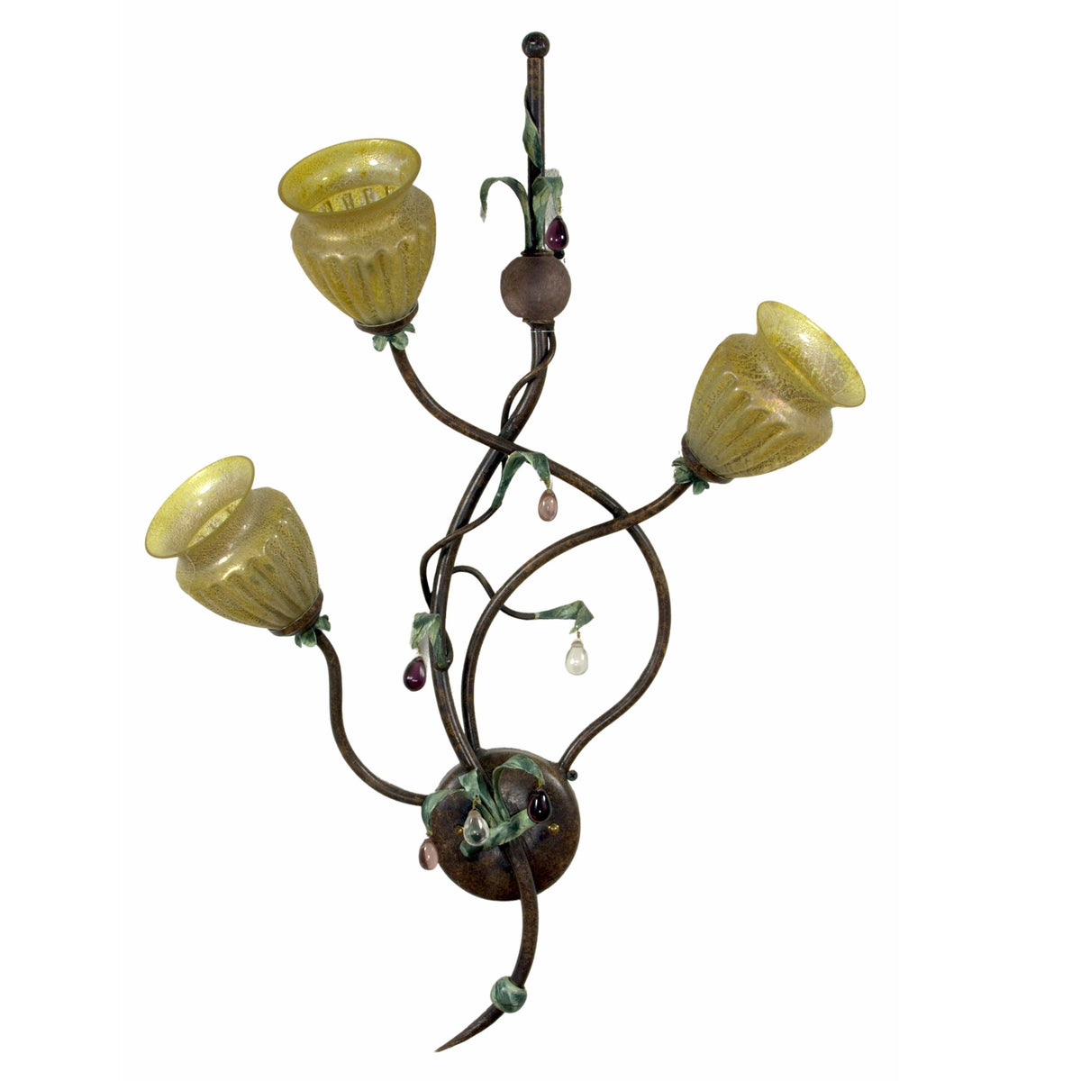 ALBA LAMP: Wall Sconce Light: Murano W Iron Hand Painted Gold Leaf - artisticaitalian.com