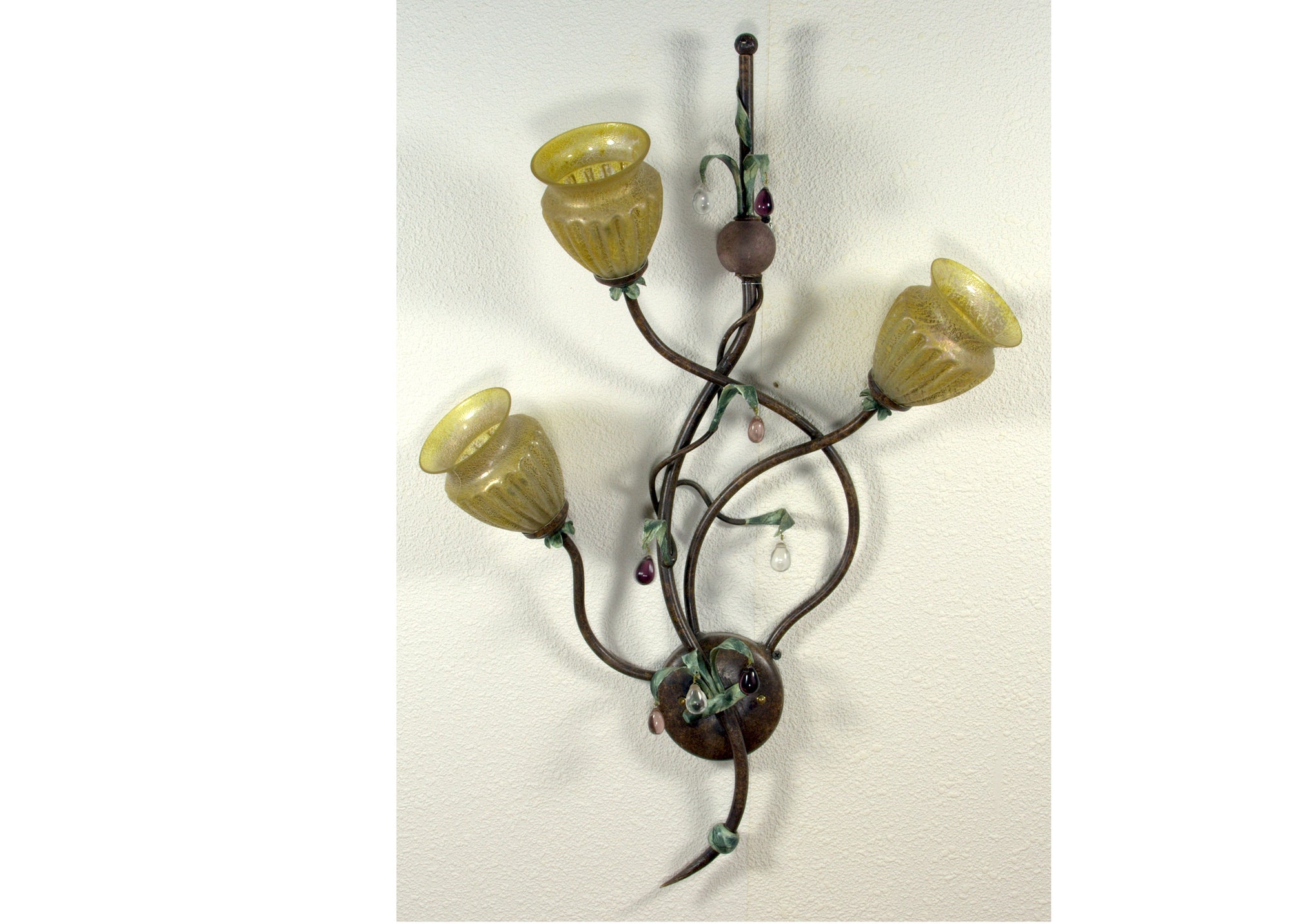 ALBA LAMP: Wall Sconce Light: Murano W Iron Hand Painted Gold Leaf - artisticaitalian.com