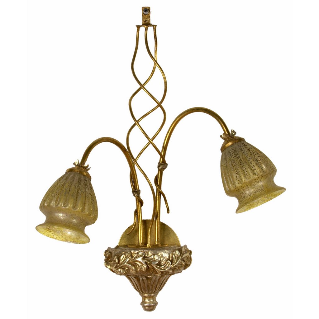 ALBA LAMP: Wall Sconce Light: Murano W Iron Hand Painted Gold Leaf - artisticaitalian.com