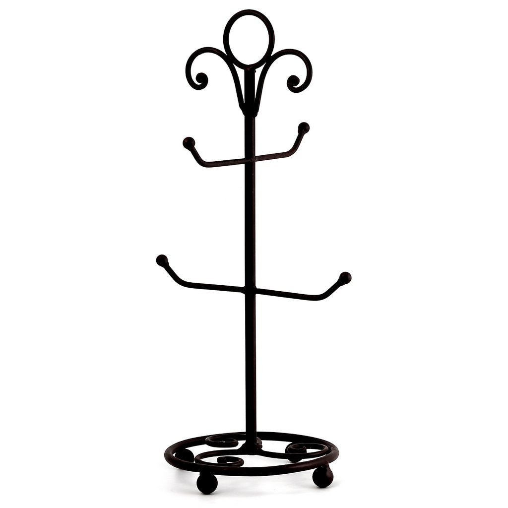 METAL STAND: Four Arms Mug Iron Stand Tree Flat Black color. - artisticaitalian.com