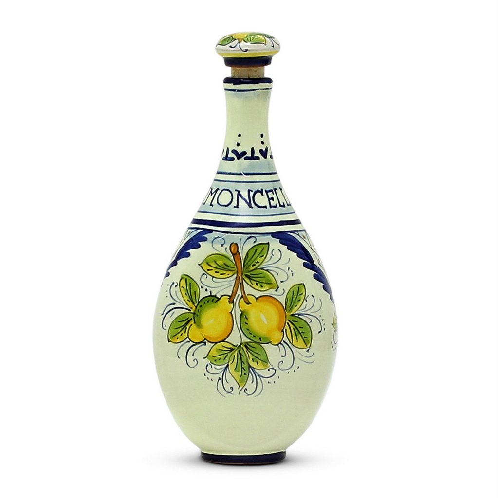 LIMONCELLO: Limoncello Bottle with Stopper Blue design - artisticaitalian.com