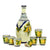 LIMONCELLO: Limoncello Set with Blue trimmings (Bottle with stopper and 6 Shot Glasses) - artisticaitalian.com