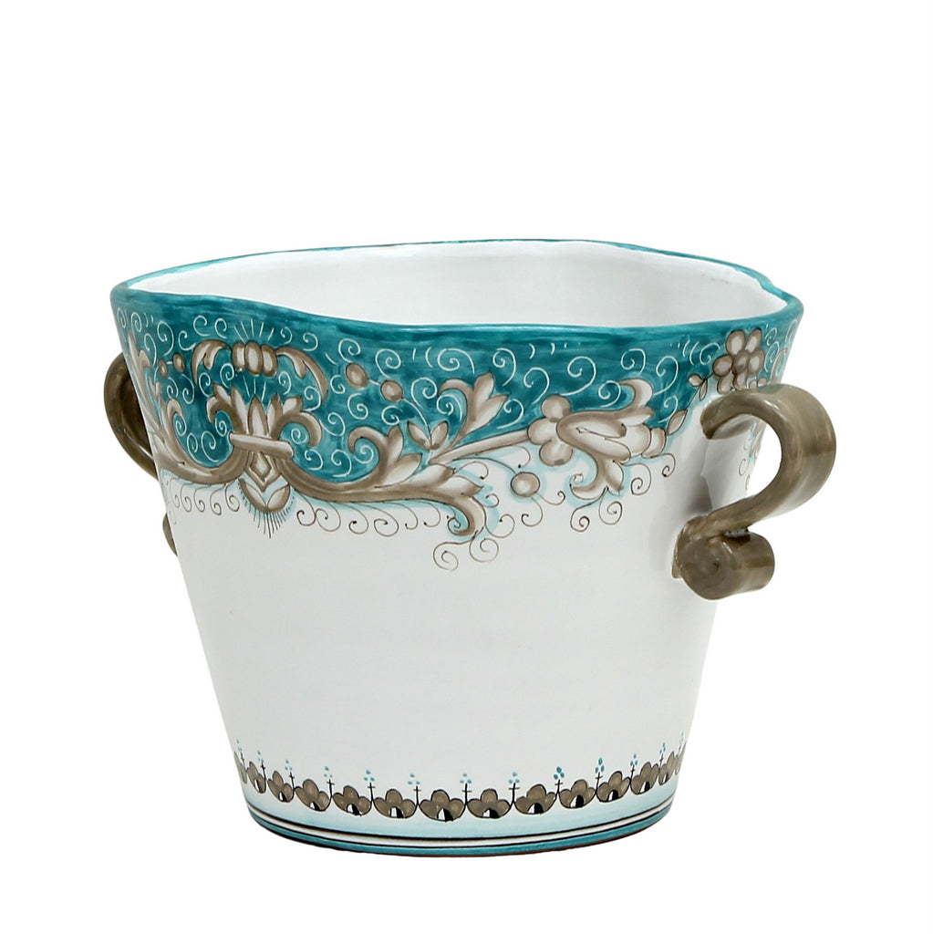 DERUTA COLORI: Ice Bucket Oval with handles - AQUA/TEAL - artisticaitalian.com