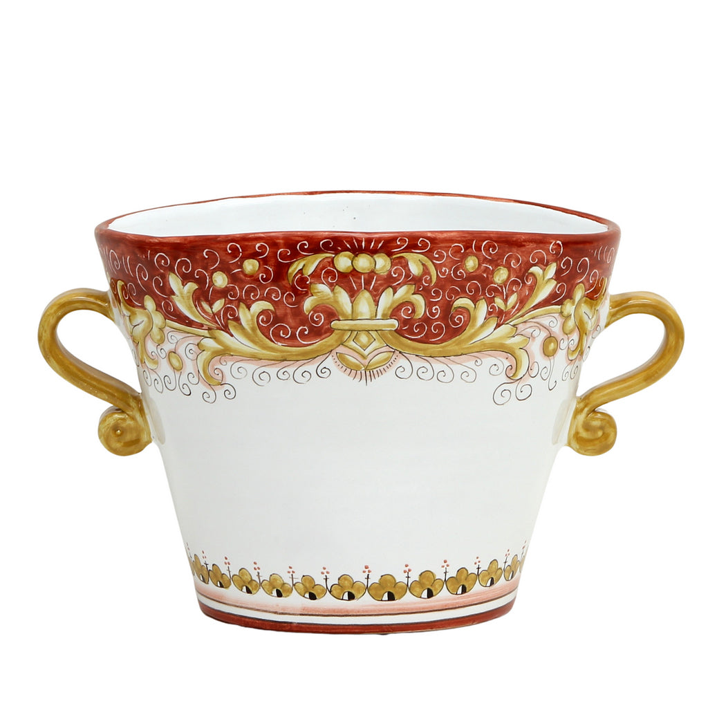 DERUTA COLORI: Ice Bucket Oval with handles - CORAL RED - artisticaitalian.com