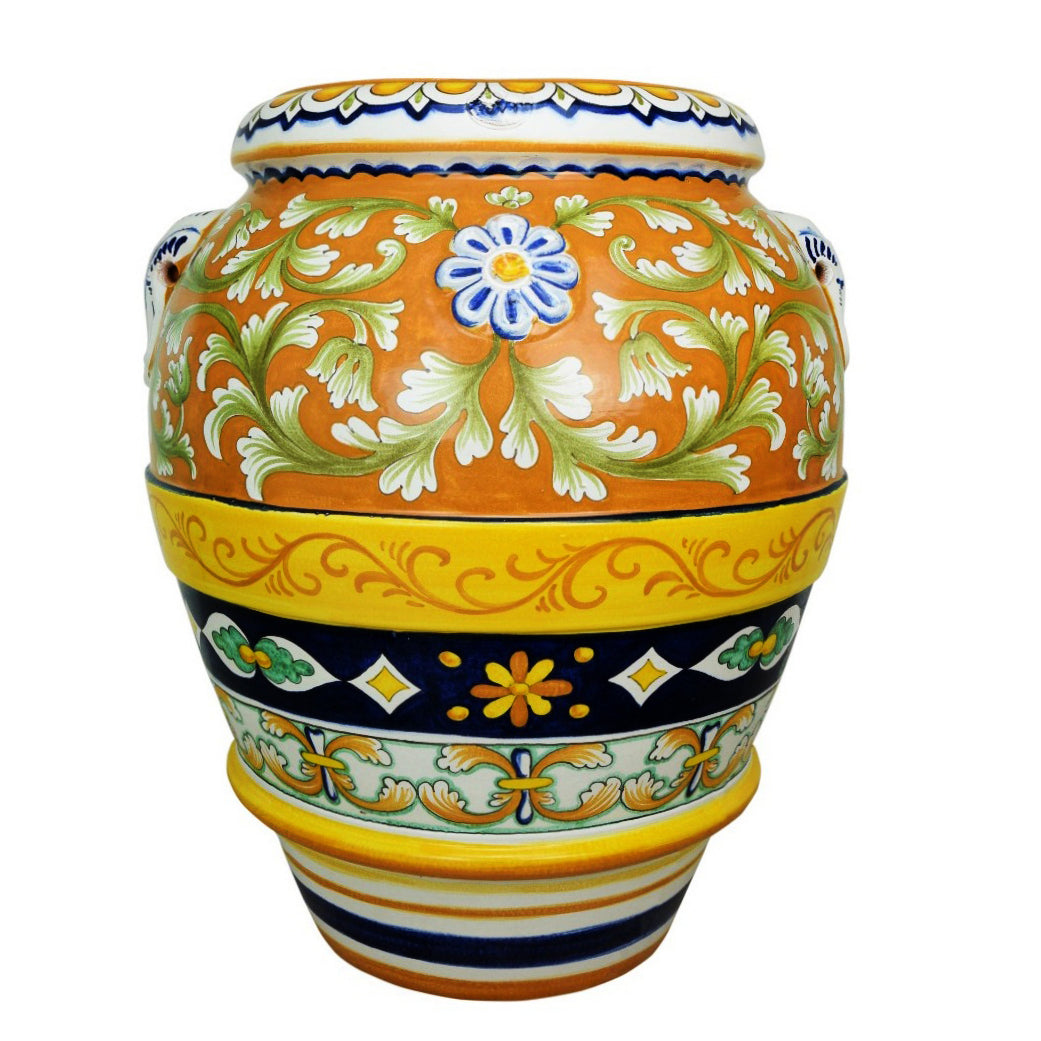 GRANDE GIARDINO: Large Deruta-Tuscan Orcio-Urn - DERUTA VARIO design - artisticaitalian.com