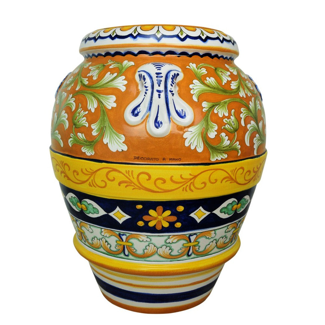 GRANDE GIARDINO:  Extra Large Deruta-Tuscan Orcio-Urn - DERUTA VARIO design (32" High) - artisticaitalian.com