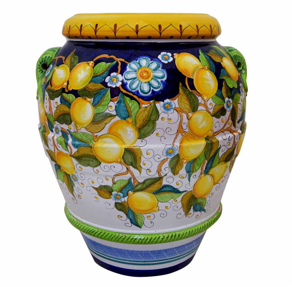 GRANDE GIARDINO: Large Deruta-Tuscan Orcio-Urn - AMALFITANA design - artisticaitalian.com