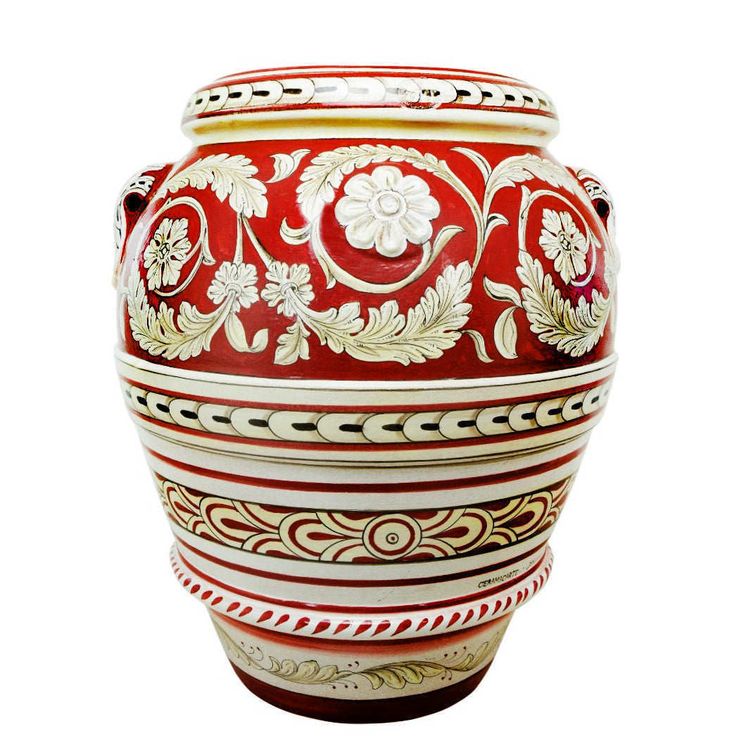 GRANDE GIARDINO: Large Deruta-Tuscan Orcio-Urn - POMPEI design - artisticaitalian.com