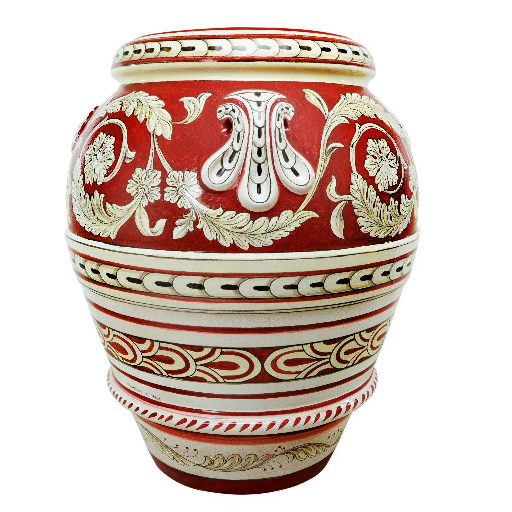 GRANDE GIARDINO: Large Deruta-Tuscan Orcio-Urn - POMPEI design - artisticaitalian.com