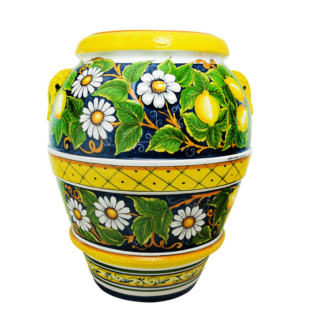 GRANDE GIARDINO: Large Deruta-Tuscan Orcio-Urn - POSITANO design - artisticaitalian.com