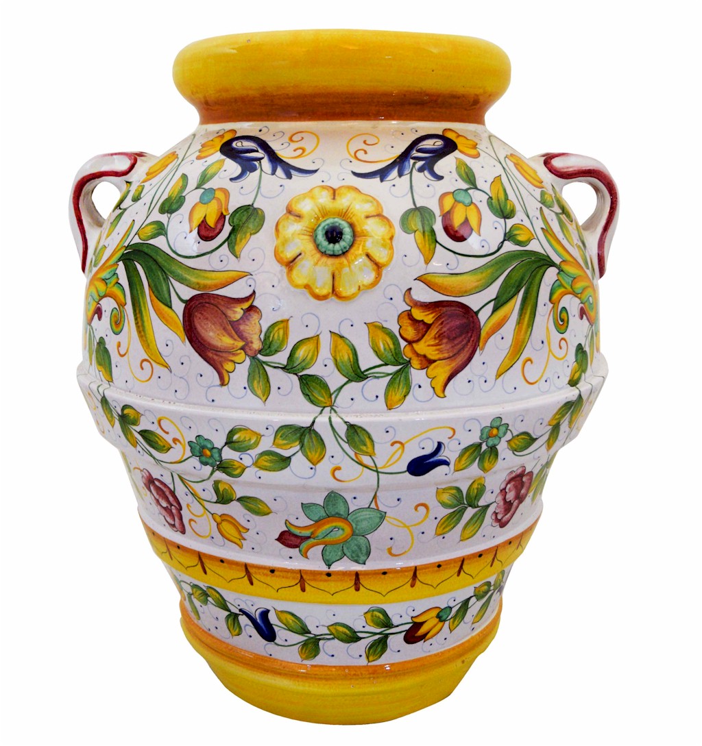 GRANDE GIARDINO: Large Deruta-Tuscan Orcio-Urn - PISA design - artisticaitalian.com