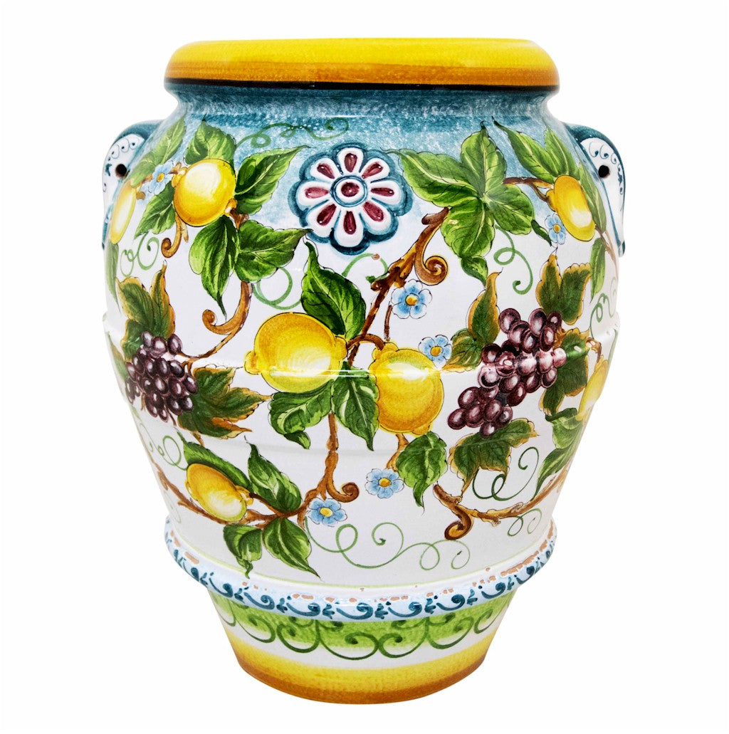 GRANDE GIARDINO: Large Deruta-Tuscan Orcio-Urn - CAPRI design - artisticaitalian.com