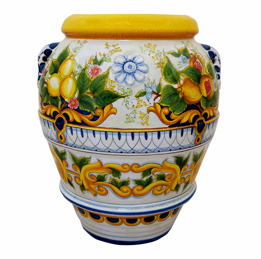 GRANDE GIARDINO: Large Deruta-Tuscan Orcio-Urn - TROPEA design - artisticaitalian.com