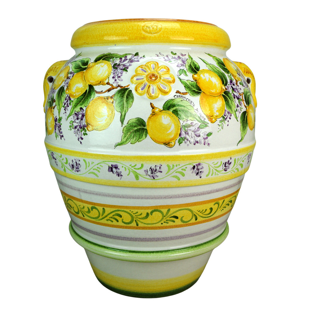 GRANDE GIARDINO: Large Deruta-Tuscan Orcio-Urn - AMALFI design - artisticaitalian.com