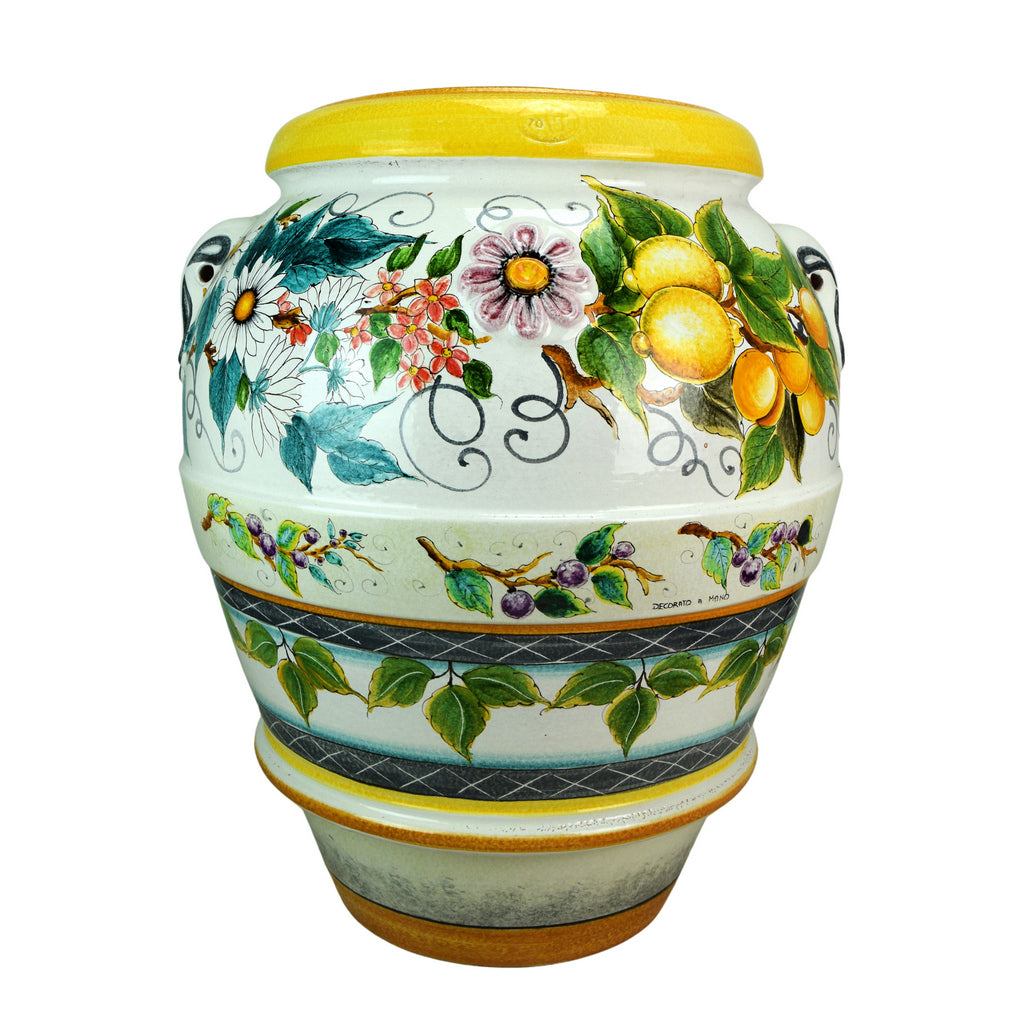 GRANDE GIARDINO: Large Deruta-Tuscan Orcio-Urn - TERAMO design - artisticaitalian.com