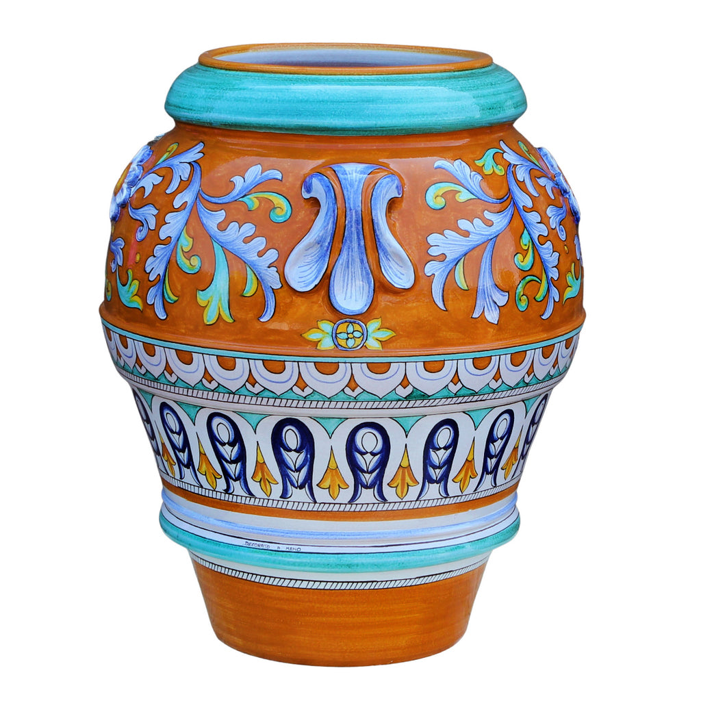 GRANDE GIARDINO: Large Deruta-Tuscan Orcio-Urn - ANGIOLETTO design - artisticaitalian.com