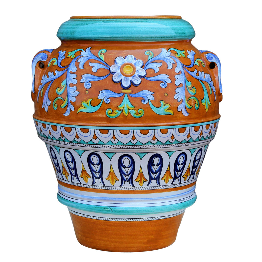 GRANDE GIARDINO: Large Deruta-Tuscan Orcio-Urn - ANGIOLETTO design - artisticaitalian.com