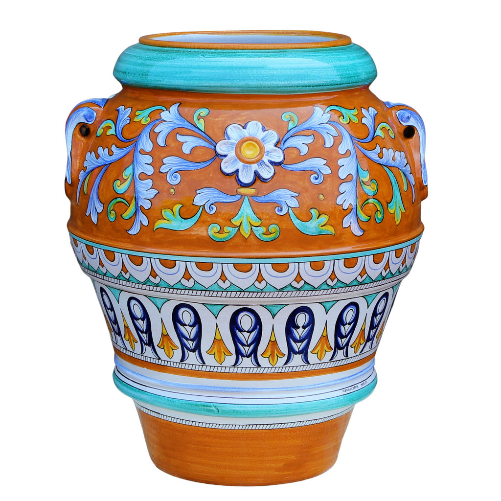 GRANDE GIARDINO: Large Deruta-Tuscan Orcio-Urn - ANGIOLETTO design - artisticaitalian.com