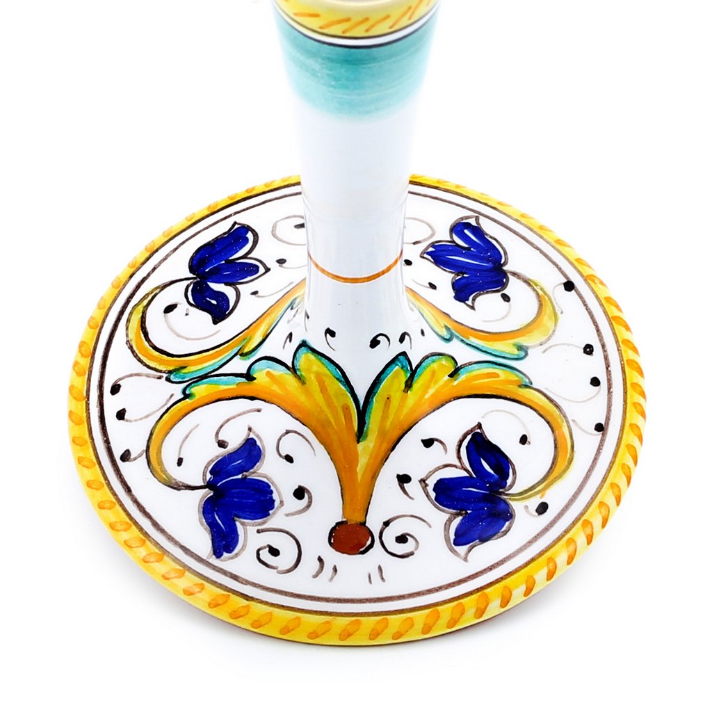 DERUTA STEMWARE: Pinot Glass on Hand Painted Ceramic Base PERUGINO Design - artisticaitalian.com